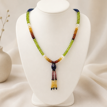 Citrine Natural, Iolite, Peridot, Spessartite, Pink Tourmaline, and Amethyst Necklace