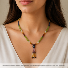 Citrine Natural, Iolite, Peridot, Spessartite, Pink Tourmaline, and Amethyst Necklace