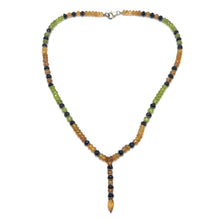 Citrine Natural, Peridot, Black Tourmaline Gemstone Necklace