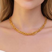Natural Citrine Rondelle Facet Cut Beads Gemstone Twisted Necklace - Necklace