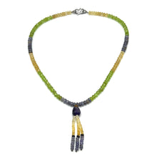 Citrine Natural, Tanzanite, Peridot, and Amethyst Necklace