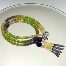 Citrine Natural, Tanzanite, Peridot, and Amethyst Necklace
