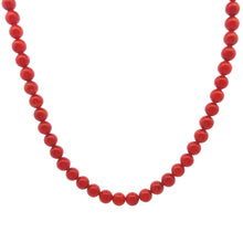 Natural Coral Plain 5mm Ball Gemstone Necklace Jewelry