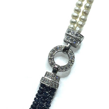 Natural Detachable Necklace Blue Sapphire Gem with Pearls 5 Strands Multiwear Unique Jewelry - Necklace