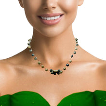 Natural Emerald Gemstone Necklace | Heart 7mm Briolette Cut Beads | 15.2 Inch May Birthstone Jewelry - Necklace