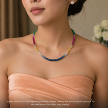 Natural Emerald Ruby Blue & Yellow Sapphire Multi Precious Necklace Jewelry