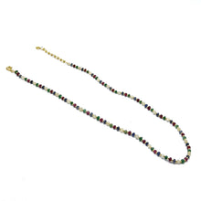 Natural Emerald Ruby Sapphire | 925 Sterling Silver | Faceted Rondelle Beaded Necklace | 4mm | VVS1 Clarity | 18 Inch