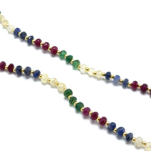 Natural Emerald Ruby Sapphire | 925 Sterling Silver | Faceted Rondelle Beaded Necklace | 4mm | VVS1 Clarity | 18 Inch