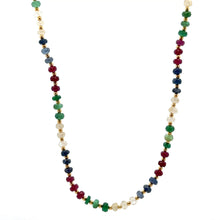 Natural Emerald Ruby Sapphire | 925 Sterling Silver | Faceted Rondelle Beaded Necklace | 4mm | VVS1 Clarity | 18 Inch