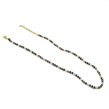 Natural Emerald Ruby Sapphire | 925 Sterling Silver | Faceted Rondelle Beaded Necklace | 4mm | VVS1 Clarity | 18 Inch