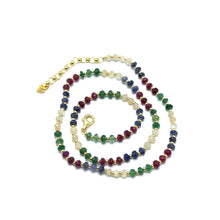 Natural Emerald Ruby Sapphire | 925 Sterling Silver | Faceted Rondelle Beaded Necklace | 4mm | VVS1 Clarity | 18 Inch