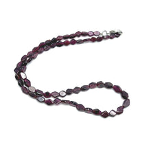 Natural Garnet 16’’ Rhombus Necklace Handmade Smooth Gemstone Jewelry Symbol of Commitment & Strength - Necklace