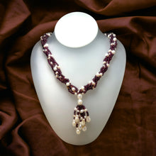 Natural Garnet Ball & Fresh Water Pearl Gemstone Necklace Jewelry