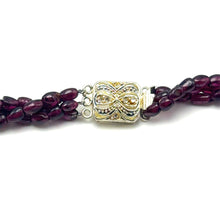 Natural Garnet Balloon & Plain Pearl Three Strand Gemstone Necklace
