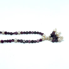 Natural Garnet Button 6mm & Pearl Button 7x6mm Gemstone Necklace