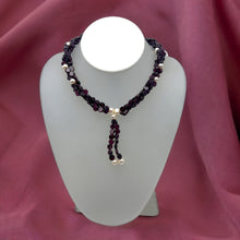 Natural Garnet Button 6mm & Pearl Plain Gemstone Necklace