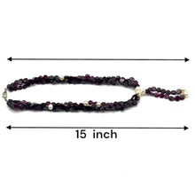Natural Garnet Button 6mm & Pearl Plain Gemstone Necklace