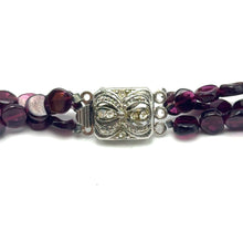 Natural Garnet Button & Plain Pearl Twisted Gemstone Necklace