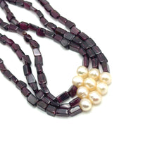 Natural Garnet Chobra 6mm & Pearl Layered Gemstone Necklace