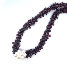 Natural Garnet Drop & Pearl Oval Gems Handmade Necklace