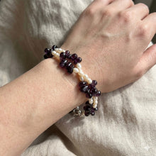 Natural Garnet Drop & Pearl Rice Gemstone Bracelet - Bracelet