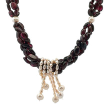 Natural Garnet Mani & Pearl Plain Twisted Gemstone Necklace