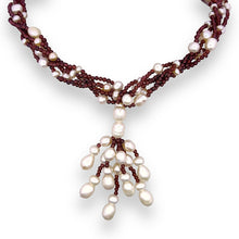 Natural Garnet & Pearl Gemstone Handmade Necklace