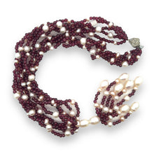 Natural Garnet Plain Ball & Pearl Gemstone Handmade Necklace