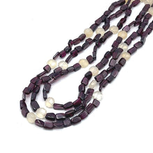 Natural Garnet Plain Tube & Chalcedony Round Handmade Gemstone Beaded 17.2’’ Necklace Jewelry - Necklace