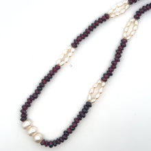 Natural Garnet Tyre Pearl Oval Rice Smooth Gemstone Necklace