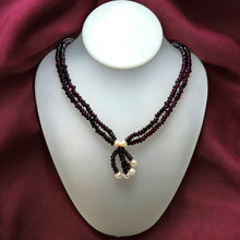 Natural Garnet Tyre with Pearl Gemstone Handmade Necklace