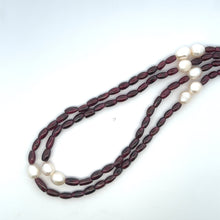 Natural Garnet with Pearl Oval  Plain Gemstone Necklace