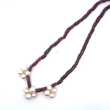 Natural Garnet with Pearl Plain Round Gemstone Necklace
