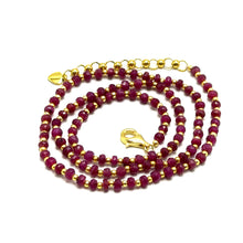 Natural Genuine Ruby | 925 Sterling Silver | Faceted Rondelle Beaded Necklace | 3.5mm | Burgundy Red | VVS1 Clarity