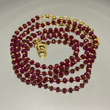 Natural Genuine Ruby | 925 Sterling Silver | Faceted Rondelle Beaded Necklace | 3.5mm | Burgundy Red | VVS1 Clarity