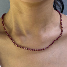 Natural Genuine Ruby | 925 Sterling Silver | Faceted Rondelle Beaded Necklace | 3.5mm | Burgundy Red | VVS1 Clarity