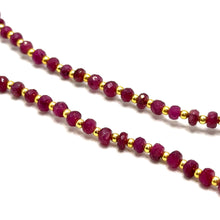 Natural Genuine Ruby | 925 Sterling Silver | Faceted Rondelle Beaded Necklace | 3.5mm | Burgundy Red | VVS1 Clarity