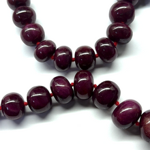 Natural Genuine Ruby Matinee Style Necklace | 16–23mm Smooth Rondelle Beads 45 Pieces 2100.25 Carats | Crimson Red VVS