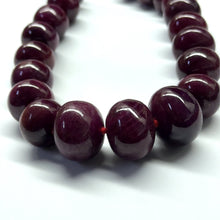 Natural Genuine Ruby Matinee Style Necklace | 16–23mm Smooth Rondelle Beads 45 Pieces 2100.25 Carats | Crimson Red VVS