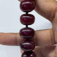 Natural Genuine Ruby Necklace | Rondelle Smooth 12-16mm Beads 58 Pcs 1292.85 Carats | Crimson Red VVS Clarity | 26 Inch