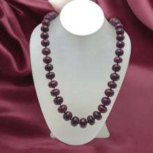 Natural Genuine Ruby Necklace | Rondelle Smooth 12-16mm Beads 58 Pcs 1292.85 Carats | Crimson Red VVS Clarity | 26 Inch