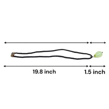 Natural Green Chalcedony Gemstone Pendant 29mm Tumble Shape with Black Twisted Cord Necklace Improve Memory Boost