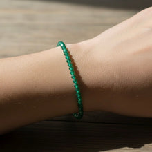 Natural Green Onyx 3mm Faceted Bead Bracelet | 8 Inch Stackable Gemstone Jewelry Minimalist Design - Bracelet