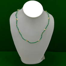 Natural Green Onyx | 925 Sterling Silver | Faceted Rondelle Beaded Necklace with Gold Charms | 4mm | VVS1 Clarity | 18