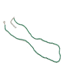 Natural Green Onyx | 925 Sterling Silver | Faceted Rondelle Beaded Necklace | 4mm | VVS1 Clarity | 18 Inch Strand