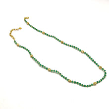 Natural Green Onyx | 925 Sterling Silver | Faceted Rondelle Beaded Necklace with Gold Charms | 4mm | VVS1 Clarity | 18