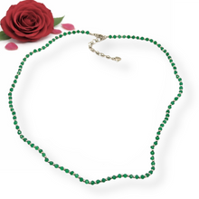 Natural Green Onyx | 925 Sterling Silver | Faceted Rondelle Beaded Necklace | 4mm | VVS1 Clarity | 18 Inch Strand