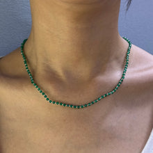 Natural Green Onyx | 925 Sterling Silver | Faceted Rondelle Beaded Necklace | 4mm | VVS1 Clarity | 18 Inch Strand