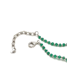 Natural Green Onyx | 925 Sterling Silver | Faceted Rondelle Beaded Necklace | 4mm | VVS1 Clarity | 18 Inch Strand