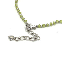 Natural Green Peridot | 925 Sterling Silver | Faceted Rondelle Beaded Necklace | 3mm | VVS1 Clarity | 18 Inch Strand